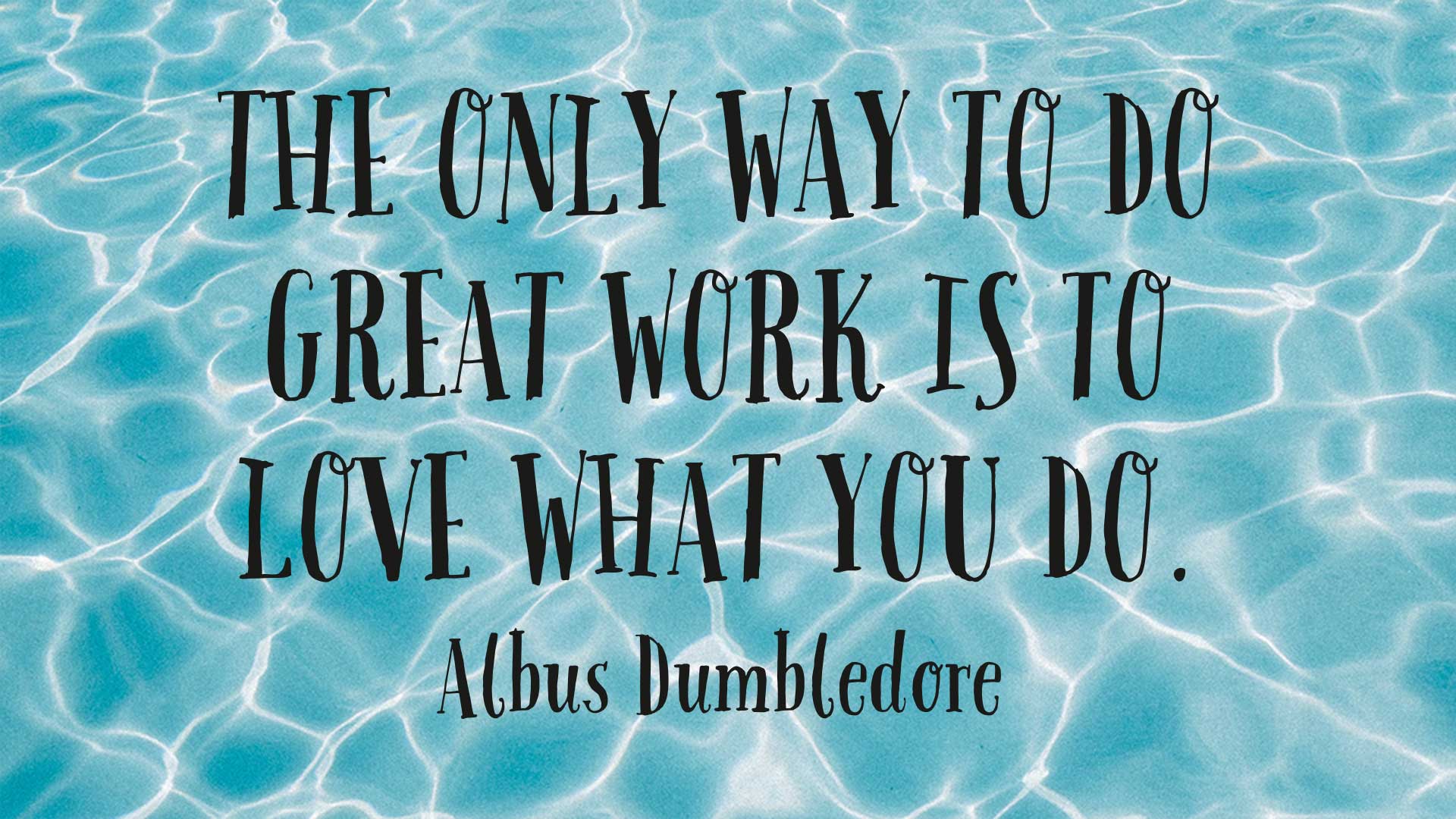 The only way to do great work is to love what you do. - Albus Dumblebore